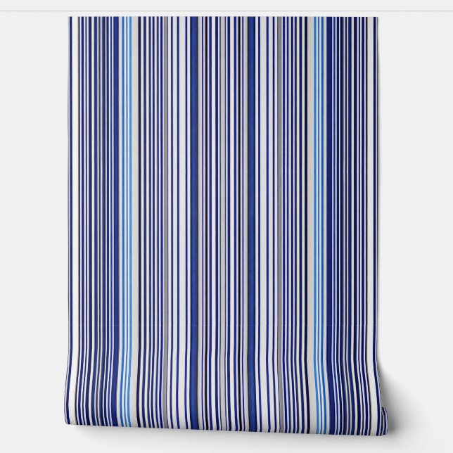 Papier Peint Collection branchée Summer Navy Blue Boat Stripes (Déroulement)