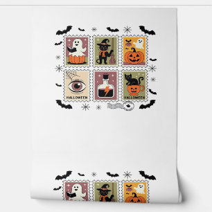 Papier Peint Collection de timbres de chat Halloween vintage T-