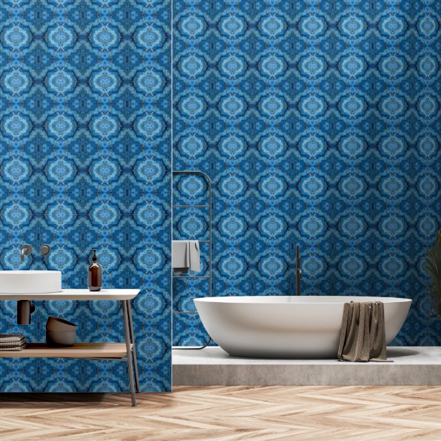 Papier Peint Collection tendance en marbre bleu azur or (Salle de bain)