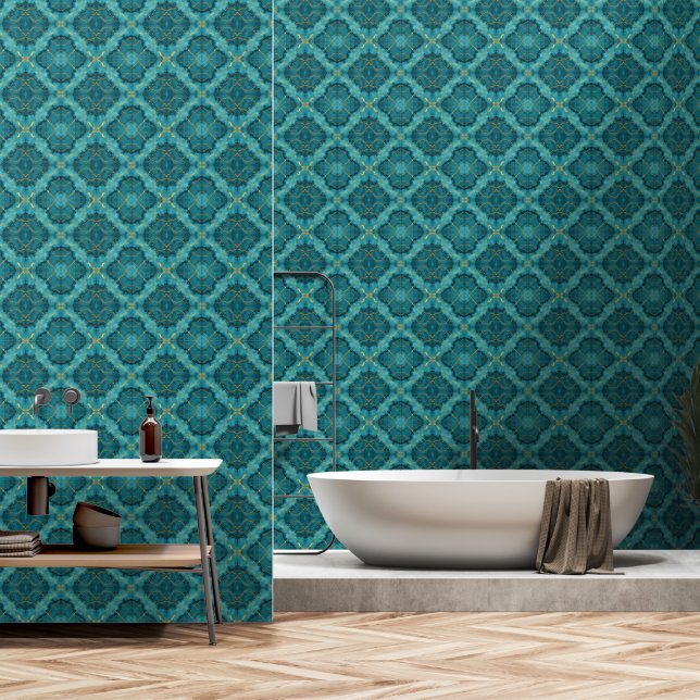 Papier Peint Collection tendance en marbre bleu turquoise (Salle de bain)