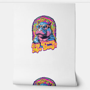 Papier Peint Coloré Séjour Super Moo Deng Pygmy Hippo Design T