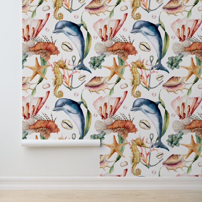 Papier Peint Colorful Nautical Sous-marin Animal marin (Application)