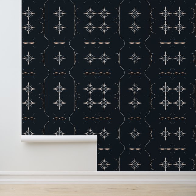Papier Peint Compas céleste : Elégant Motif Art déco étoile (Application)