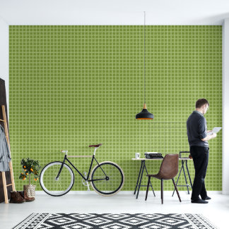 Papier Peint Conception abstraite rétro en style plaid vert.