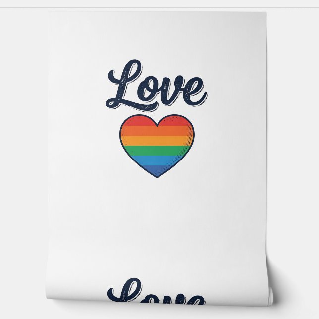 Papier Peint Conception de chemise vectorielle Love Rainbow Hea (Déroulement)
