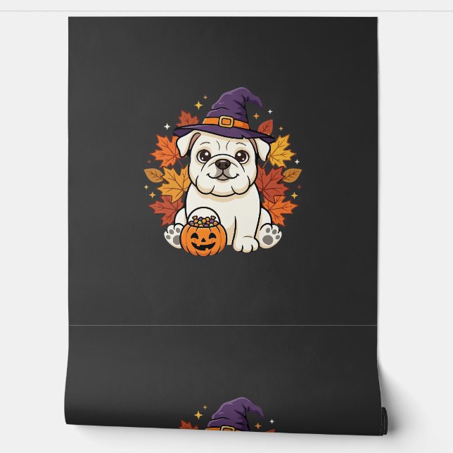 Papier Peint Conception de chien de citrouille d'Halloween de B (Déroulement)