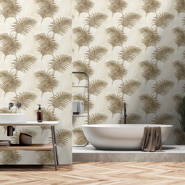 Papier Peint Conception de feuille de palmier texturée haut de  (Salle de bain)