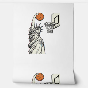 Papier Peint Conception de gravure vintage de dunk de basketbal