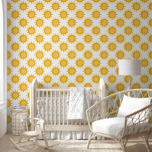 Papier Peint Conception de motif de soleil ensoleillé sur fond 