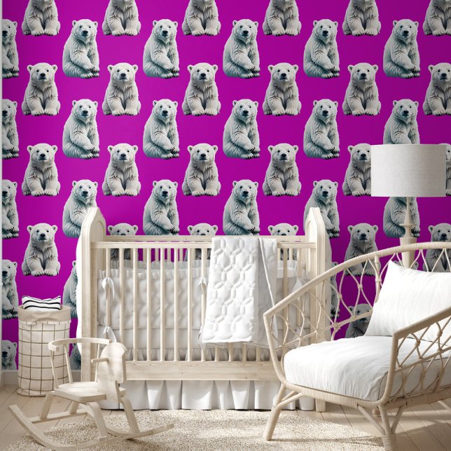 Papier Peint Conception de motif d'ours polaire violet  (Créateur téléchargé)