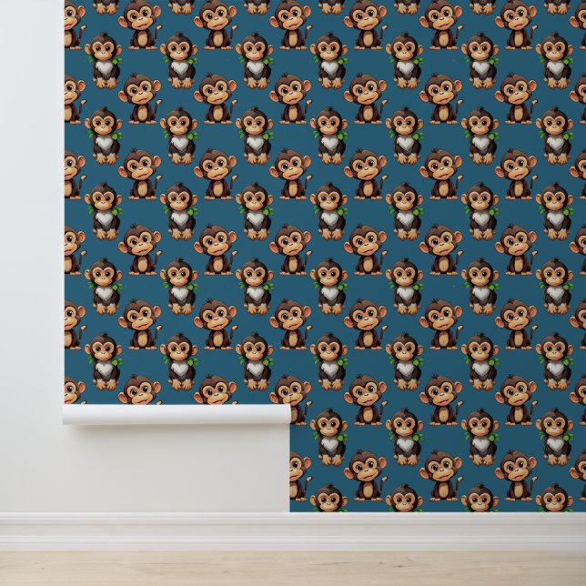 Papier Peint Conception de motif singe bleu  (Application)