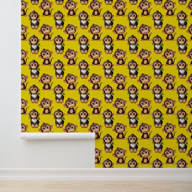 Papier Peint Conception de motif singe jaune  (Application)