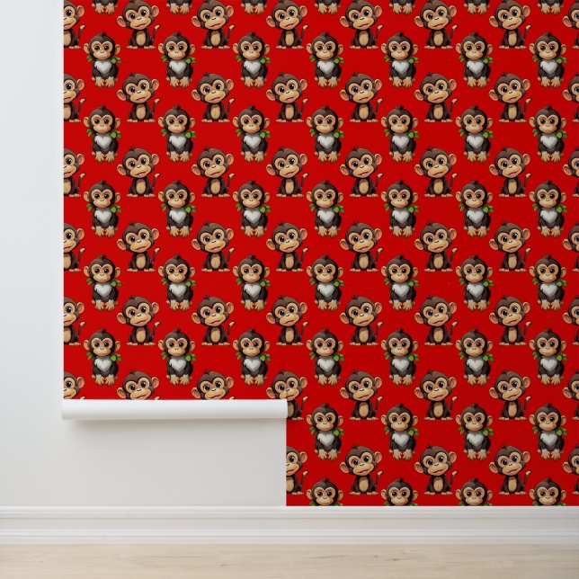 Papier Peint Conception de motif singe rouge (Application)