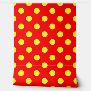 Papier Peint Conception de pois rouges jaunes