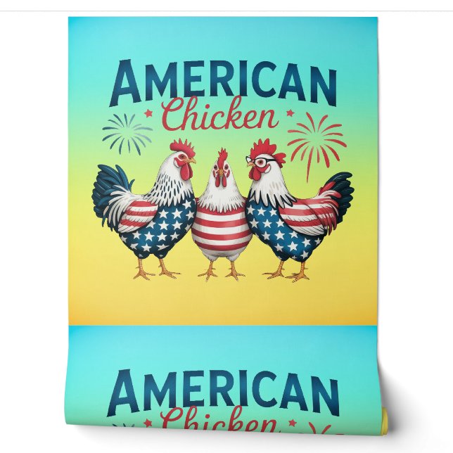 Papier Peint Conception de poulet américain patriotique du 4 ju (Déroulement)
