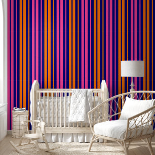 Papier Peint Conception de rayures verticales orange bleu rose