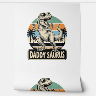 Papier Peint Conception de t-shirt de dinosaure rétro Papa Saur