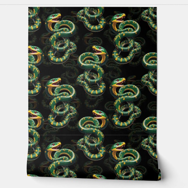 Papier Peint Conception du Motif de serpent Arrière - plan noir (Déroulement)