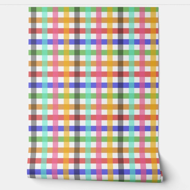 Papier Peint Conception multicouleur En vichy Motif Plaid (Déroulement)