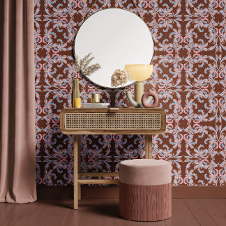 Papier Peint Conception ornementale baroque marron chocolat