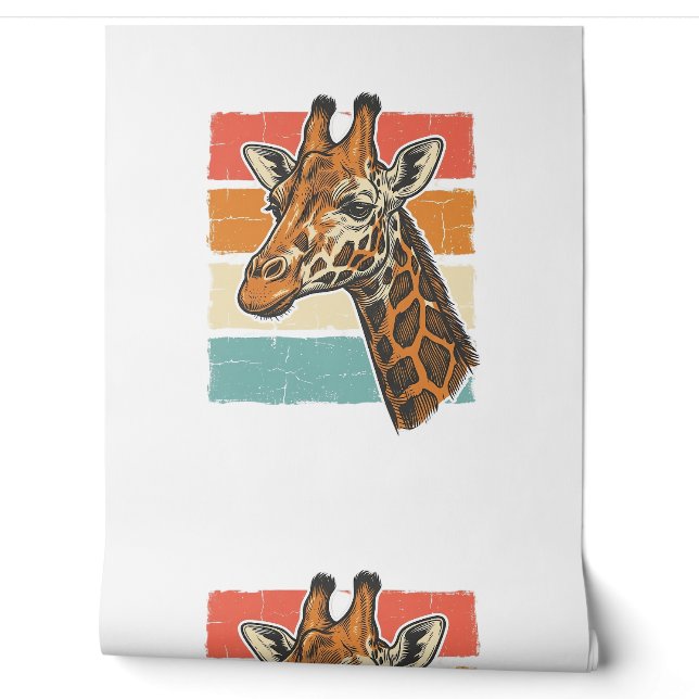 Papier Peint Conception vectorielle de tête de girafe rétro vin (Déroulement)