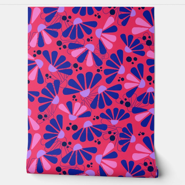 Papier Peint Confetti de fleurs sur framboise (Déroulement)