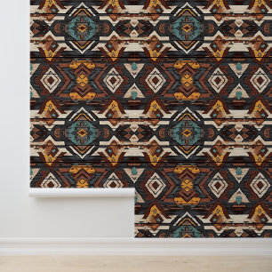 Papier Peint cool Aztec Western faux bois carrelé motif
