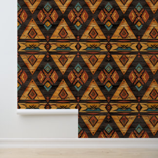 Papier Peint cool Aztec Western faux bois carrelé motif