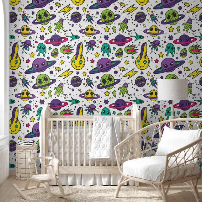 Papier Peint Cool bébé espace extra-terrestre carrelé (Enfants)