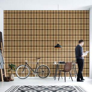 Papier Peint Cool Brown carrelage blanc plaqué motif
