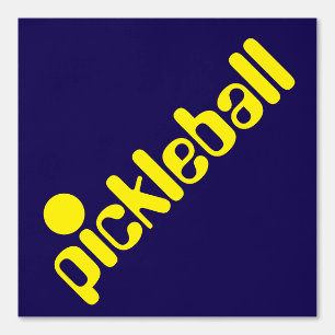 Papier Peint Cool diagonal PICKLEBALL Jaune Lumineux Sur Marine