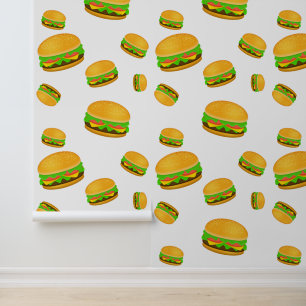 Papier Peint Cool et amusant yummy burger motif blanc