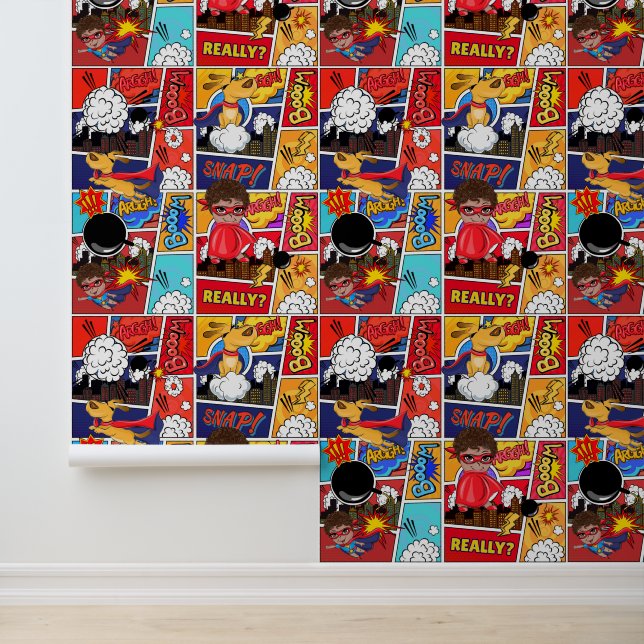 Papier Peint Cool garçons bande dessinée pop carrelée (Application)