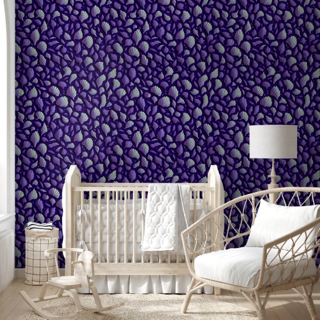 Papier Peint Coques de mer violettes asymétriques (Enfants)