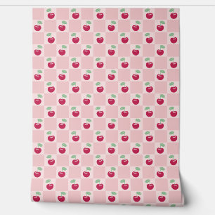 Papier Peint Coquette en damier rose cerisier moderne