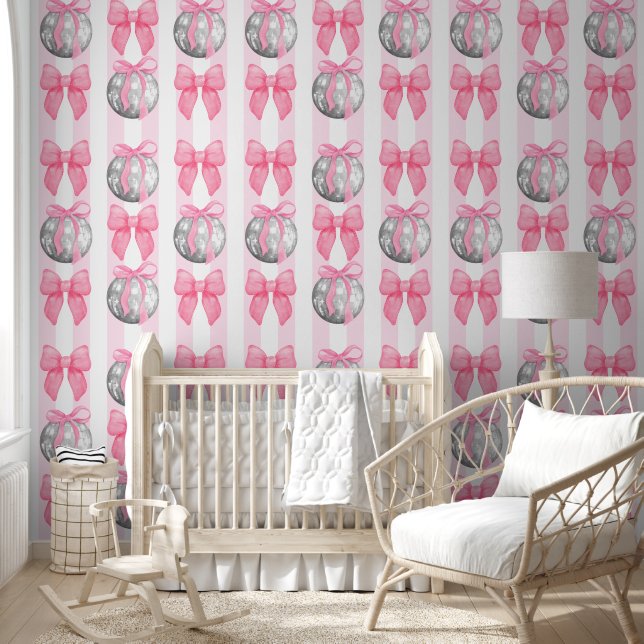 Papier Peint Coquette girly prépa rayée rose (Enfants)