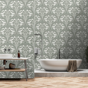 Papier Peint Coquille Art Déco Boho Vert Sage Moderne
