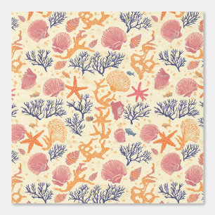 Papier Peint Côtière rustique - Coquillages, Poissons étoilés,