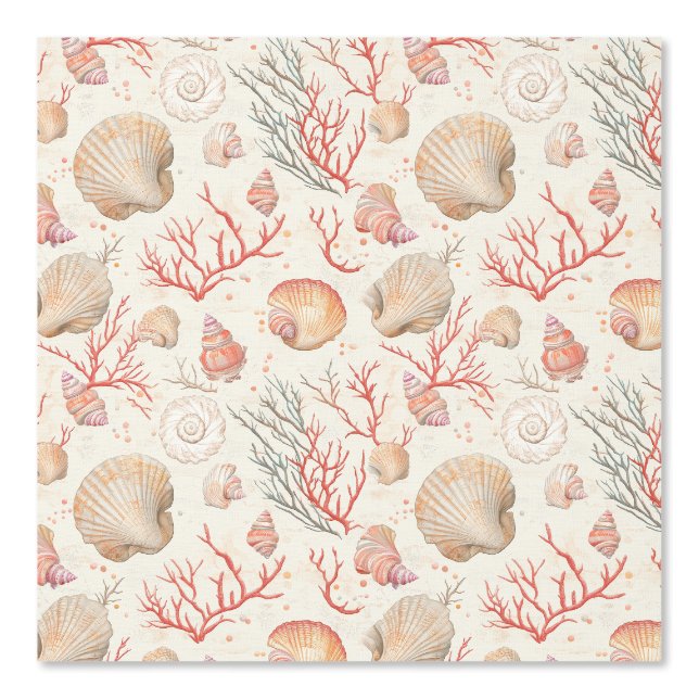 Papier Peint Côtière rustique - Coquillages, Starfish, Reef (16 (Recto)