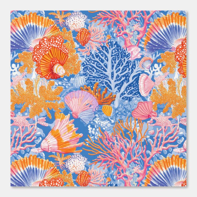 Papier Peint Côtière rustique - Coquillages, Starfish, Reef (19 (Recto)