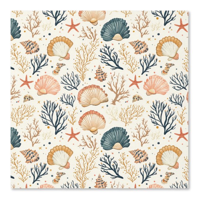 Papier Peint Côtière rustique - Coquillages, Starfish, Reef (24 (Recto)