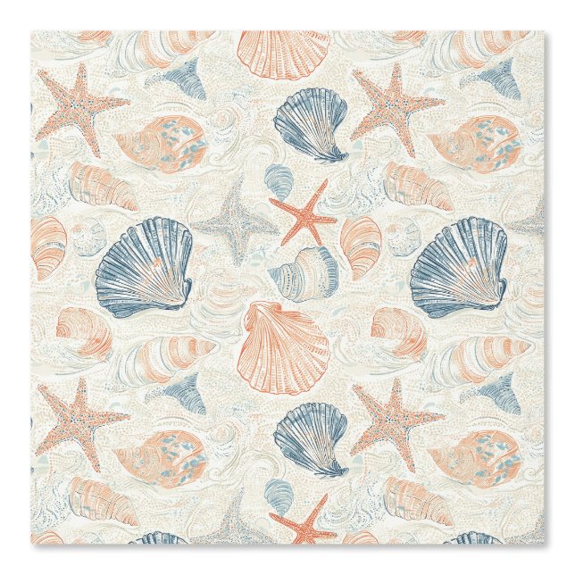 Papier Peint Côtière rustique - Coquillages, Starfish, Reef (25 (Recto)