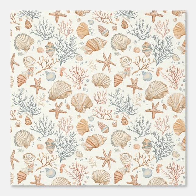 Papier Peint Côtière rustique - Coquillages, Starfish, Reef (32 (Recto)