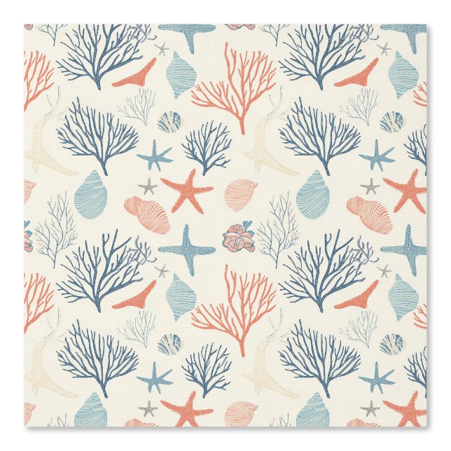 Papier Peint Côtière rustique - Coquillages, Starfish, Reef (35 (Recto)