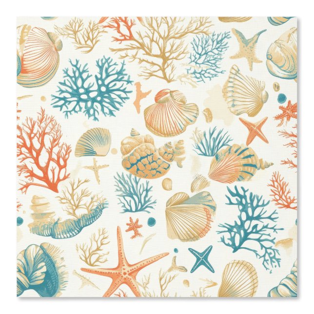 Papier Peint Côtière rustique - Coquillages, Starfish, Reef (9) (Recto)