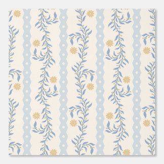 Papier Peint Cottagecore Climbing Floral Stripes Blue & White