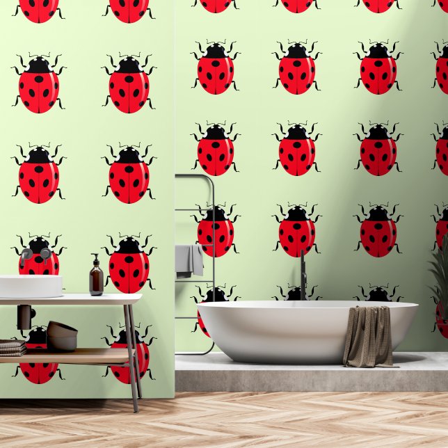 Papier Peint Couleur personnalisée de Ladybugs (Salle de bain)