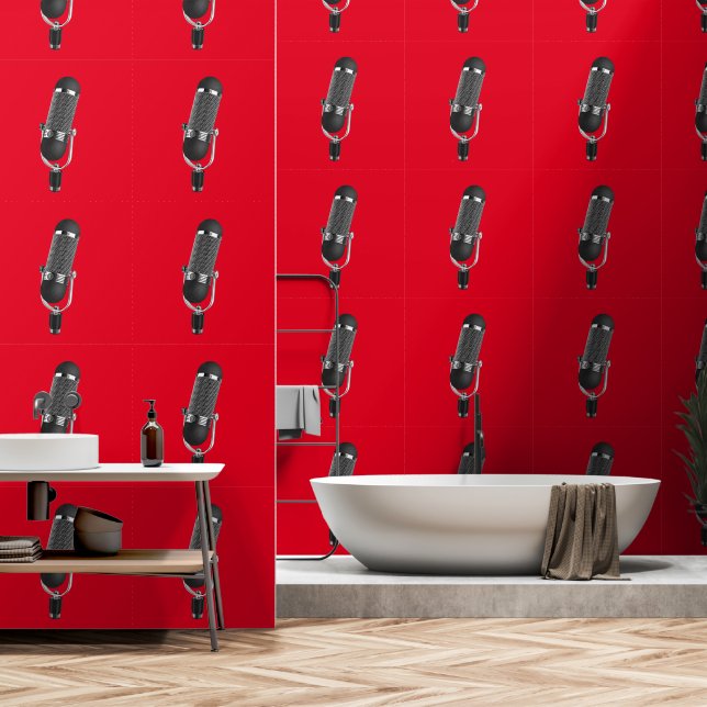 Papier Peint Couleur personnalisée du microphone rouge (Salle de bain)