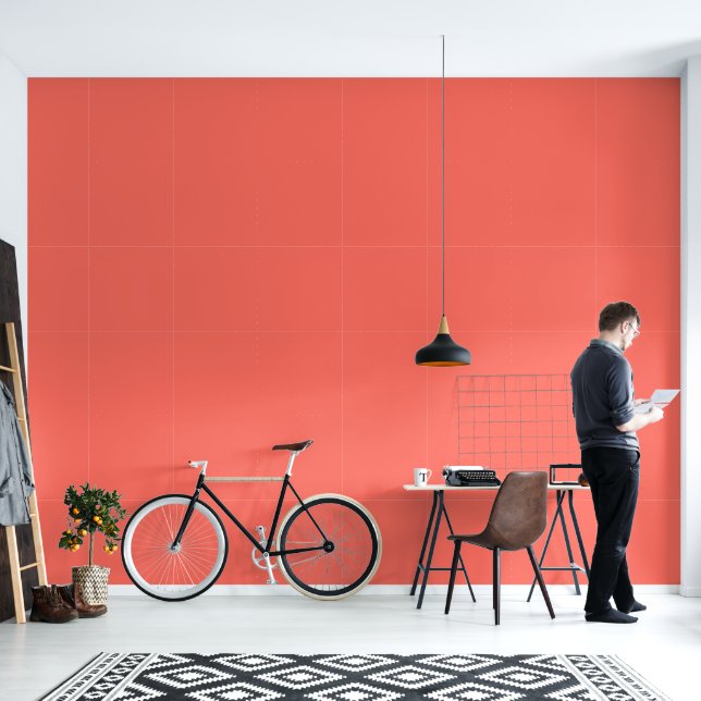 Papier Peint Couleur solide rose corail moderne (Salon)