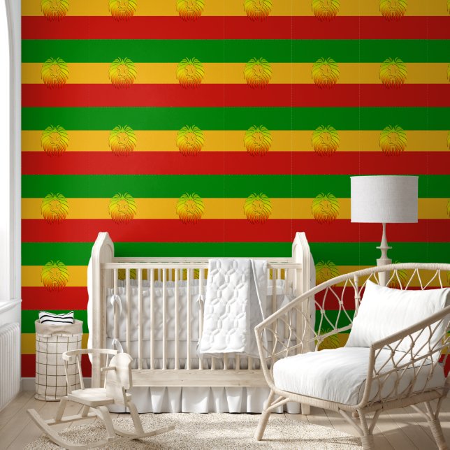 PAPIER PEINT COULEURS À DRAPEAU RASTAFARI - AVEC LIT (Enfants)